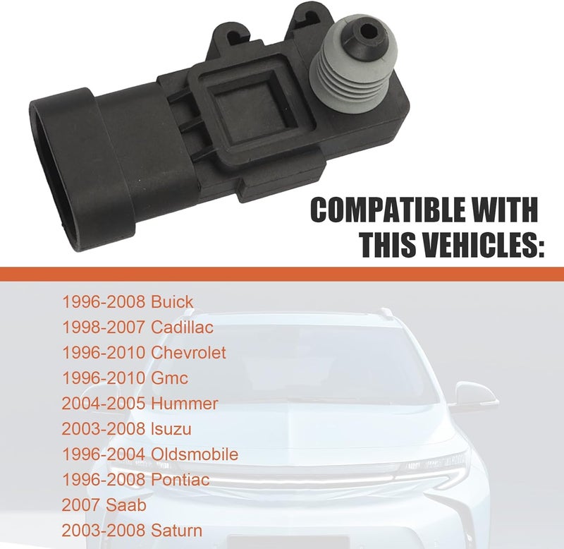 DACIRTY Fuel Injection Pressure Sensor, 3 Pin Plug Play Vapor Vent Port Tank Pressure Sensor, OEM #16238399,9377680,09377680,16196060, Compatible with Delphi III (Black) - Image 4
